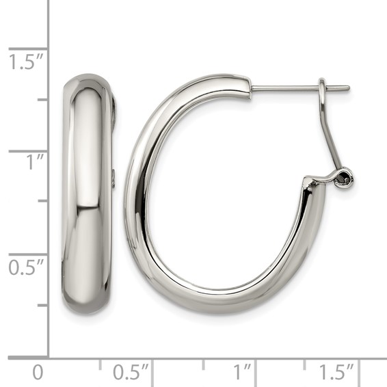 Chisel Stainless Steel Polished Omega Back Hoop Earrings