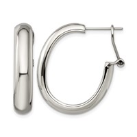Chisel Stainless Steel Polished Omega Back Hoop Earrings view 1