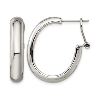 Chisel Stainless Steel Polished Omega Back Hoop Earrings