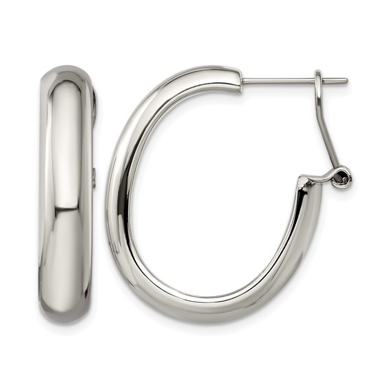 Chisel Stainless Steel Polished Omega Back Hoop Earrings