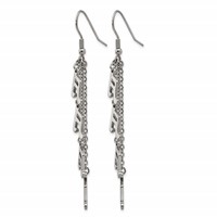 Chisel Stainless Steel Polished Music Note Multi Chain Dangle Shepherds Hook Earrings view 3