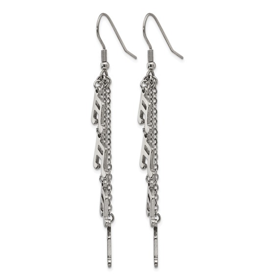 Chisel Stainless Steel Polished Music Note Multi Chain Dangle Shepherds Hook Earrings
