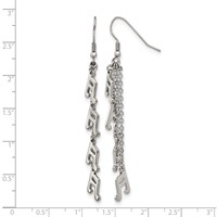 Chisel Stainless Steel Polished Music Note Multi Chain Dangle Shepherds Hook Earrings view 5
