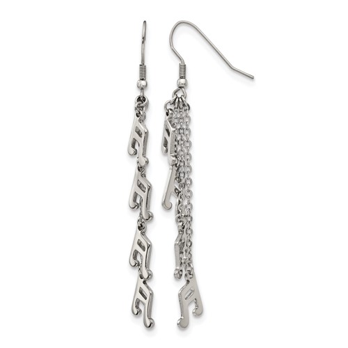 Chisel Stainless Steel Polished Music Note Multi Chain Dangle Shepherds Hook Earrings