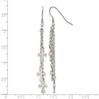 Chisel Stainless Steel Polished Multi Strand Cross Dangle Shepherd Hook Earrings view 5