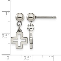Chisel Stainless Steel Polished Cross Post Dangle Earrings view 5