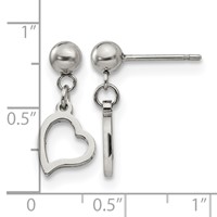Chisel Stainless Steel Polished 5mm Ball Post Heart Post Dangle Earrings view 5