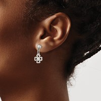 Chisel Stainless Steel Polished 4-Leaf Clover Post Dangle Earrings view 4