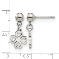 Chisel Stainless Steel Polished 4-Leaf Clover Post Dangle Earrings view 5