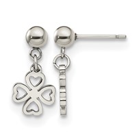 Chisel Stainless Steel Polished 4-Leaf Clover Post Dangle Earrings view 1