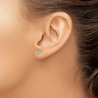 Chisel Stainless Steel Brushed Earrings with CZ Square Post view 4