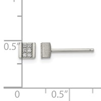Chisel Stainless Steel Brushed Earrings with CZ Square Post view 5