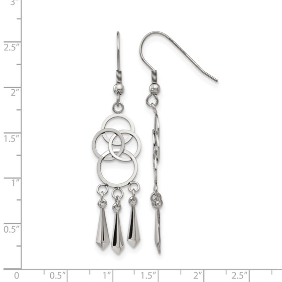 Chisel Stainless Steel Polished Dangle Shepherd Hook Earrings