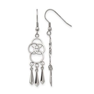 Chisel Stainless Steel Polished Dangle Shepherd Hook Earrings