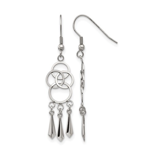 Chisel Stainless Steel Polished Dangle Shepherd Hook Earrings