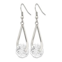 Chisel Stainless Steel Polished Glass Dangle Shepherd Hook Earrings view 3