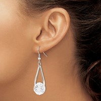 Chisel Stainless Steel Polished Glass Dangle Shepherd Hook Earrings view 4