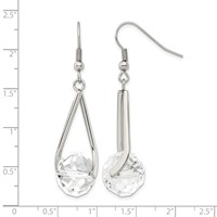 Chisel Stainless Steel Polished Glass Dangle Shepherd Hook Earrings view 5