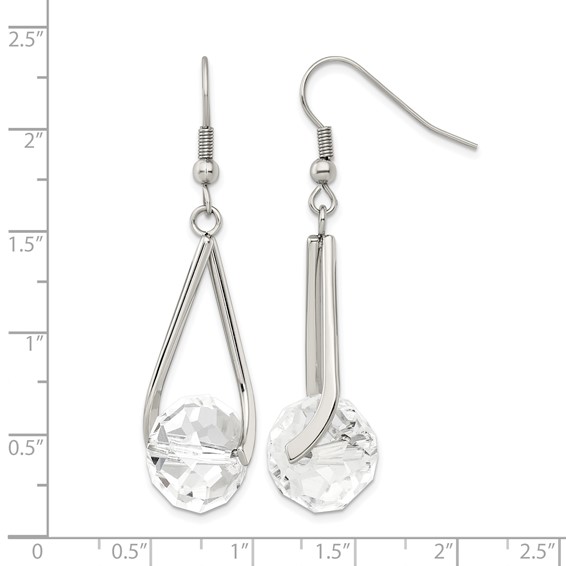Chisel Stainless Steel Polished Glass Dangle Shepherd Hook Earrings