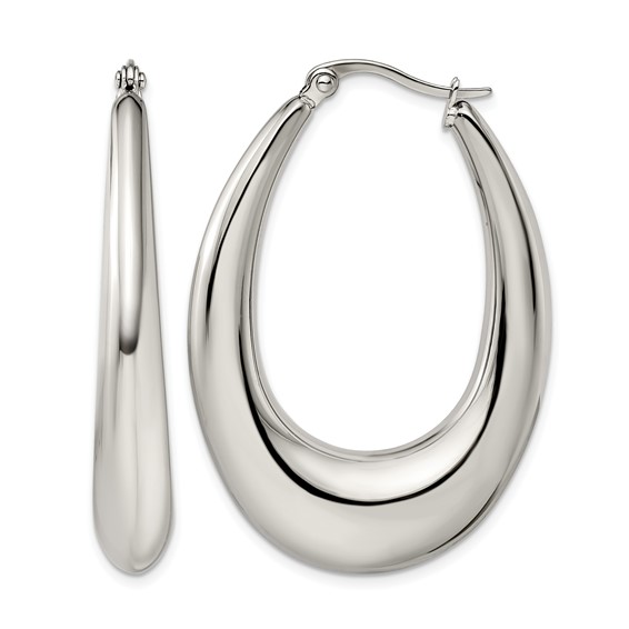Chisel Stainless Steel Polished Teardrop Hoop Earrings