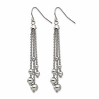 Stainless Steel Polished Dangle Shepherd Hook Earrings view 3