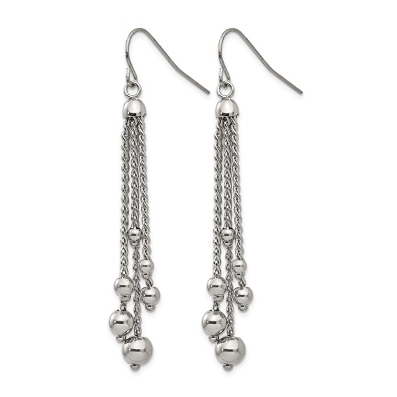 Stainless Steel Polished Dangle Shepherd Hook Earrings