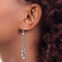 Stainless Steel Polished Dangle Shepherd Hook Earrings view 4