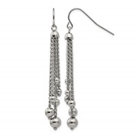Stainless Steel Polished Dangle Shepherd Hook Earrings view 1