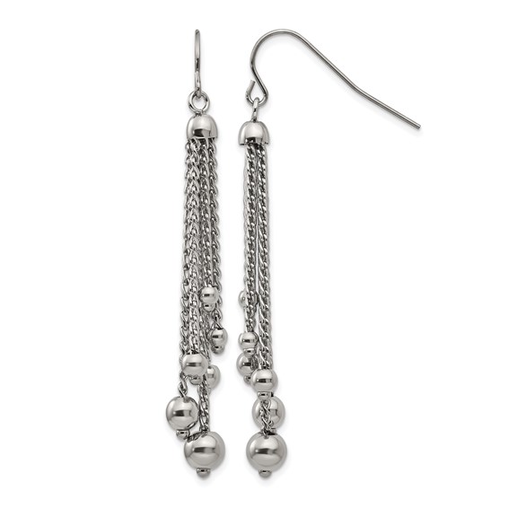 Stainless Steel Polished Dangle Shepherd Hook Earrings