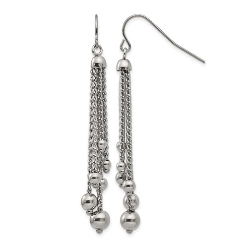 Stainless Steel Polished Dangle Shepherd Hook Earrings
