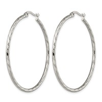 Chisel Stainless Steel Polished and Textured Hoop Earrings view 3