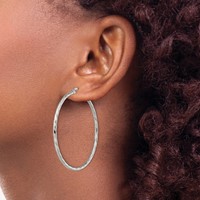 Chisel Stainless Steel Polished and Textured Hoop Earrings view 4