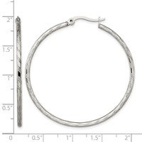 Chisel Stainless Steel Polished and Textured Hoop Earrings view 5