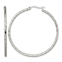 Chisel Stainless Steel Polished and Textured Hoop Earrings view 1