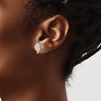Chisel Stainless Steel Polished and Textured Wing Post Earrings view 4