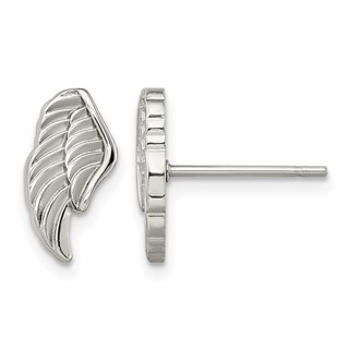 Chisel Stainless Steel Polished and Textured Wing Post Earrings