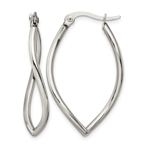 Chisel Stainless Steel Polished Wavy Hoop Earrings