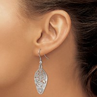 Chisel Stainless Steel Polished Flower Dangle Shepherd Hook Earrings view 4