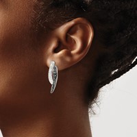 Stainless Steel Polished Post Black and Clear Crystal Earrings view 4
