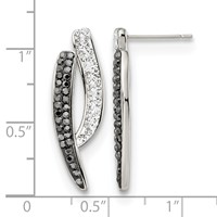 Stainless Steel Polished Post Black and Clear Crystal Earrings view 5