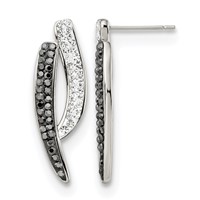 Stainless Steel Polished Post Black and Clear Crystal Earrings view 1