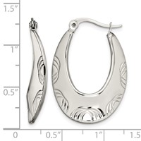 Chisel Stainless Steel Polished and Textured Half Circle Design Hoop Earrings view 5