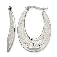 Chisel Stainless Steel Polished and Textured Swirl Hoop Earrings view 1