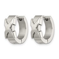 Chisel Stainless Steel Polished X Hinged Hoop Earrings view 3