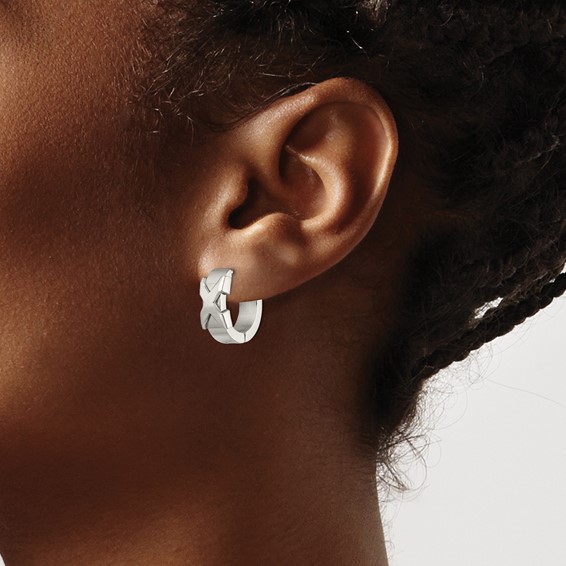 Chisel Stainless Steel Polished X Hinged Hoop Earrings