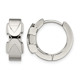 Chisel Stainless Steel Polished X Hinged Hoop Earrings