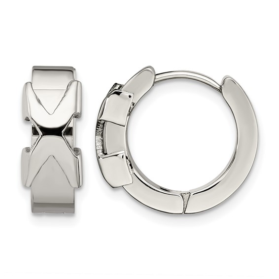 Chisel Stainless Steel Polished X Hinged Hoop Earrings