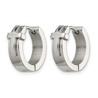 Chisel Stainless Steel Polished Cross Hinged Hoop Earrings view 3