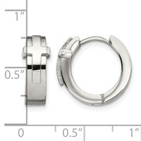 Chisel Stainless Steel Polished Cross Hinged Hoop Earrings view 5