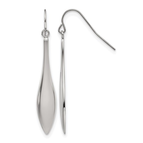 Chisel Stainless Steel Polished Dangle Shepherd Hook Earrings